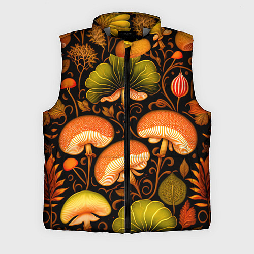 Мужской жилет Грибы с листвой узор / 3D-Светло-серый – фото 1