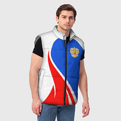 Мужской жилет Герб РФ - white sport, цвет: 3D-светло-серый — фото 2