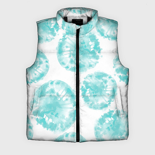 Мужской жилет Акварельные голубые био формы / 3D-Черный – фото 1