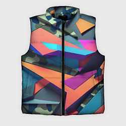 Мужской жилет Камуфляж и цветная геометрия - нейросеть, цвет: 3D-черный