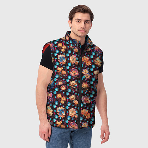 Мужской жилет Фантастические маки / 3D-Красный – фото 3