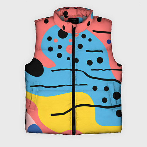 Мужской жилет Абстракция с черными пятнами на разноцветном фоне / 3D-Светло-серый – фото 1