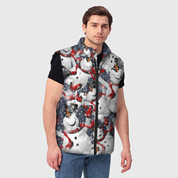 Мужской жилет Зимний паттерн со снеговиками, цвет: 3D-черный — фото 2