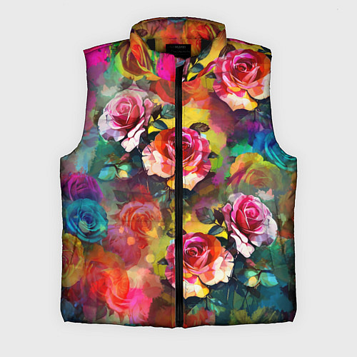 Мужской жилет Паттерн с розами - яркие цвета / 3D-Черный – фото 1