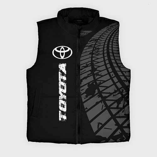 Мужской жилет Toyota speed на темном фоне со следами шин: по-вер / 3D-Черный – фото 1