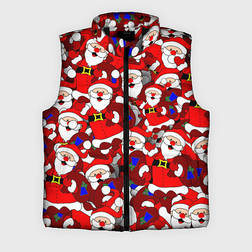Мужской жилет Новогодний паттерн с дедами морозами / 3D-Черный – фото 1