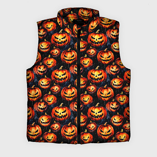 Мужской жилет Весёлые тыквы на Хеллоуин паттерн / 3D-Черный – фото 1