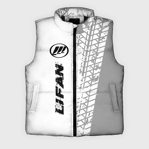 Мужской жилет Lifan speed на светлом фоне со следами шин: по-вер / 3D-Черный – фото 1