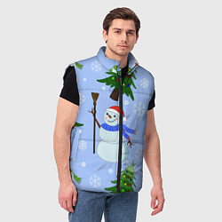 Мужской жилет Снеговики с новогодними елками паттерн, цвет: 3D-черный — фото 2