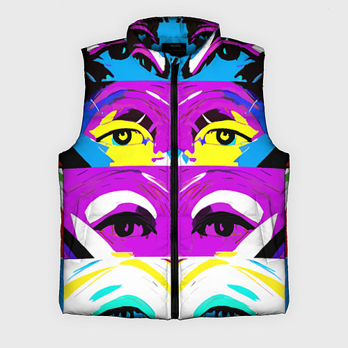 Мужской жилет Eyes - pop art - neural network / 3D-Черный – фото 1