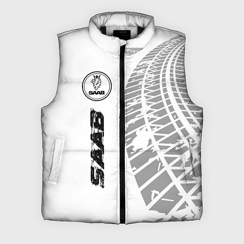 Мужской жилет Saab speed на светлом фоне со следами шин: по-верт / 3D-Черный – фото 1