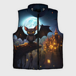 Мужской жилет Летучая мышка на фоне луны и замка, цвет: 3D-светло-серый