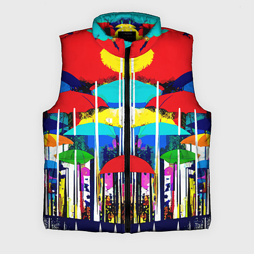 Мужской жилет Mirror pattern of umbrellas - pop art / 3D-Черный – фото 1