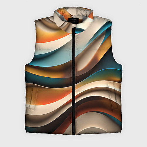 Мужской жилет Волнистая объёмная текстура - нейросеть / 3D-Светло-серый – фото 1
