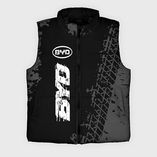 Мужской жилет BYD speed на темном фоне со следами шин: по-вертик / 3D-Черный – фото 1