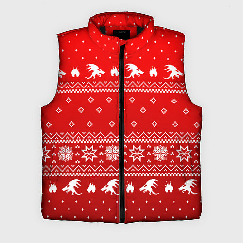 Мужской жилет Свитер с драконами - паттерн / 3D-Черный – фото 1