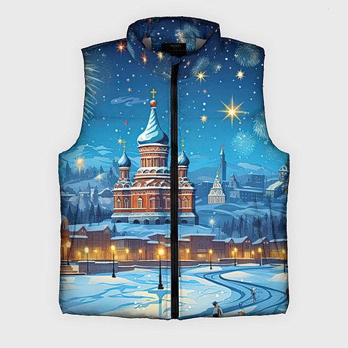 Мужской жилет Новогодняя Москва / 3D-Светло-серый – фото 1