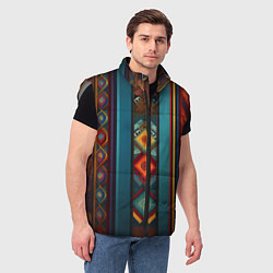 Мужской жилет Этнический орнамент в вертикальную полоску, цвет: 3D-светло-серый — фото 2