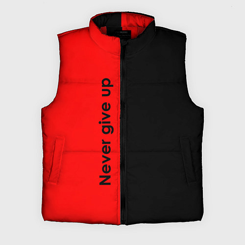 Мужской жилет Never give up мотивация красно-чёрный / 3D-Красный – фото 1