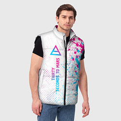 Мужской жилет Thirty Seconds to Mars neon gradient style: по-вер, цвет: 3D-черный — фото 2