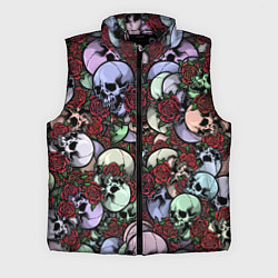 Мужской жилет Череп с розами паттерн