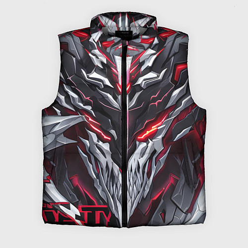 Мужской жилет Красный неоновый кибер демон / 3D-Светло-серый – фото 1