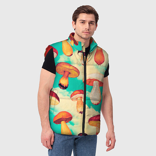 Мужской жилет Грибы в небе паттерн / 3D-Красный – фото 3