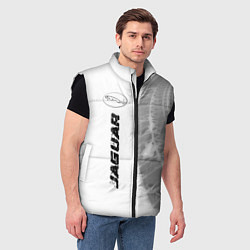 Мужской жилет Jaguar speed на светлом фоне со следами шин по-вер, цвет: 3D-черный — фото 2