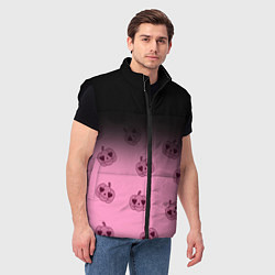 Мужской жилет Черно-розовый градиент и хэллоуинские тыквы паттер, цвет: 3D-черный — фото 2