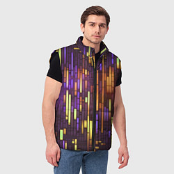Мужской жилет Неоновые полосы жёлтые, цвет: 3D-черный — фото 2