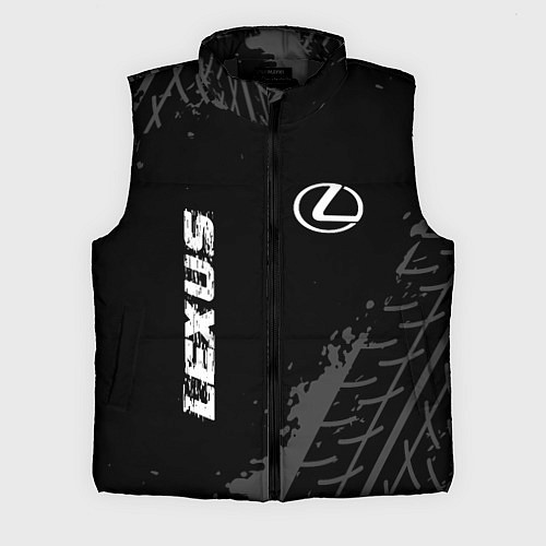 Мужской жилет Lexus speed на темном фоне со следами шин вертикал / 3D-Черный – фото 1