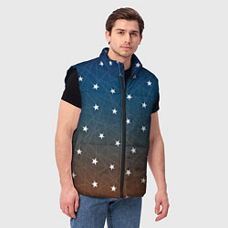 Мужской жилет Звёзды на оранжевом закате, цвет: 3D-черный — фото 2