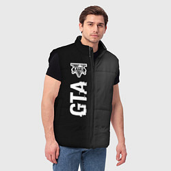 Мужской жилет GTA glitch на темном фоне по-вертикали, цвет: 3D-черный — фото 2