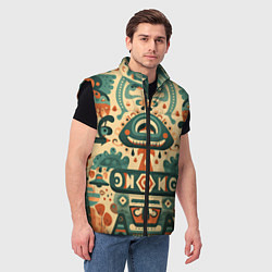 Мужской жилет Абстрактный узор в мексиканском фолк-арт стиле, цвет: 3D-черный — фото 2