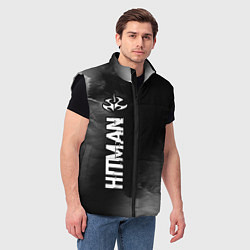 Мужской жилет Hitman glitch на темном фоне по-вертикали, цвет: 3D-черный — фото 2