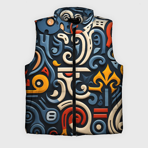 Мужской жилет Абстрактный цветной паттерн в славянском стиле / 3D-Светло-серый – фото 1