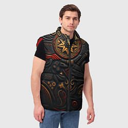 Мужской жилет Абстрактный узор в славянской стилистике, цвет: 3D-красный — фото 2