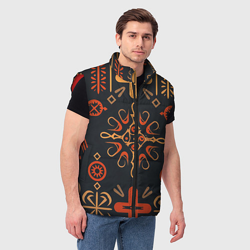 Мужской жилет Орнамент в славянском стиле / 3D-Красный – фото 3