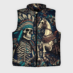 Мужской жилет Татуировка скелета индейца и ковбоя в техасе, цвет: 3D-черный