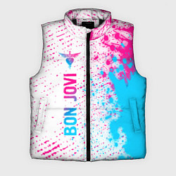 Мужской жилет Bon Jovi neon gradient style по-вертикали, цвет: 3D-черный