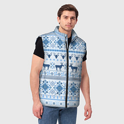 Мужской жилет Blue sweater with reindeer, цвет: 3D-черный — фото 2