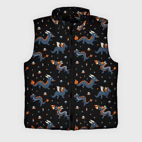 Мужской жилет Коллаж драконов / 3D-Черный – фото 1