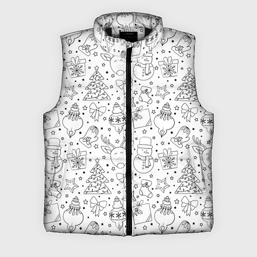 Мужской жилет Черно-белый новогодний патерн / 3D-Черный – фото 1