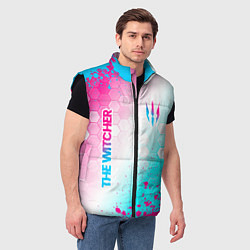 Мужской жилет The Witcher neon gradient style вертикально, цвет: 3D-черный — фото 2