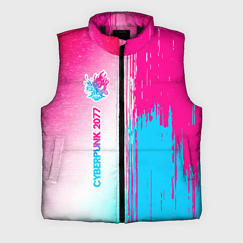 Мужской жилет Cyberpunk 2077 neon gradient style по-вертикали / 3D-Черный – фото 1