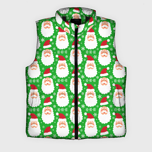 Мужской жилет Дед Мороз на зеленом фоне / 3D-Черный – фото 1