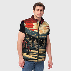 Мужской жилет Зимнее настроение новогодний рисунок, цвет: 3D-черный — фото 2