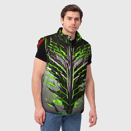 Мужской жилет Киберпанк доспех зелёный / 3D-Красный – фото 3