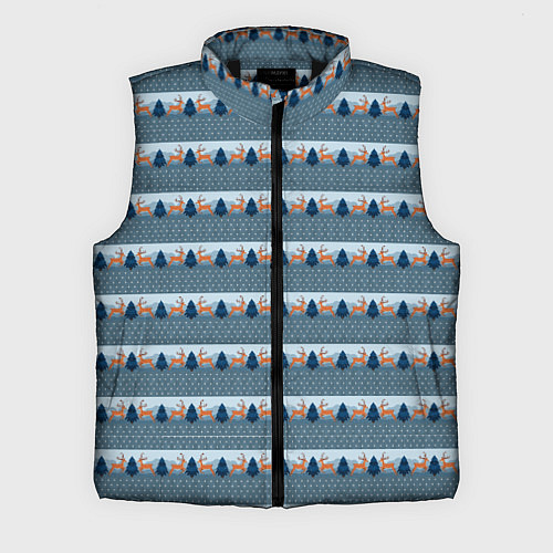 Мужской жилет Олени в синем лесу / 3D-Черный – фото 1
