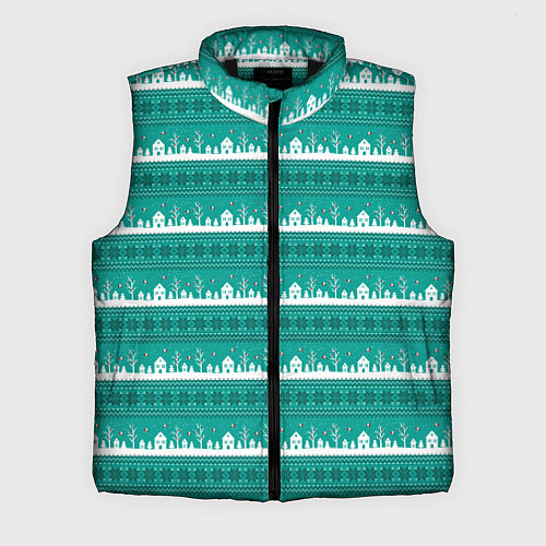 Мужской жилет Зеленый зимний пейзаж / 3D-Черный – фото 1